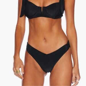 Beach Riot Vanessa High Cut Bikini Bottom in black, Medium